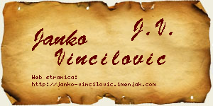 Janko Vinčilović vizit kartica